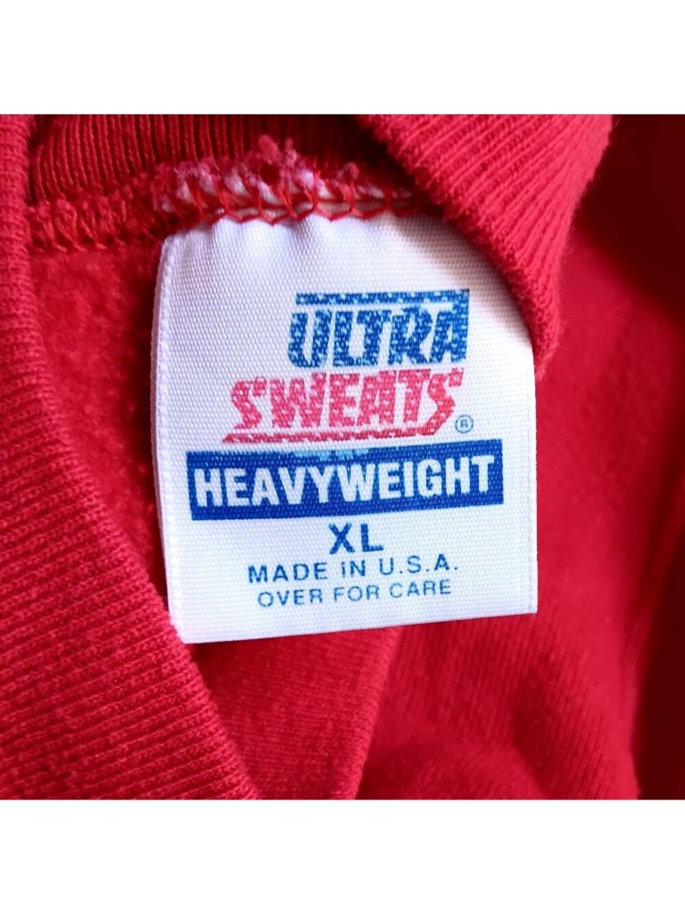 True Vintage Sweatshirt XL Crewneck 90's Ultra Sweats Heavyweight Red Made USA